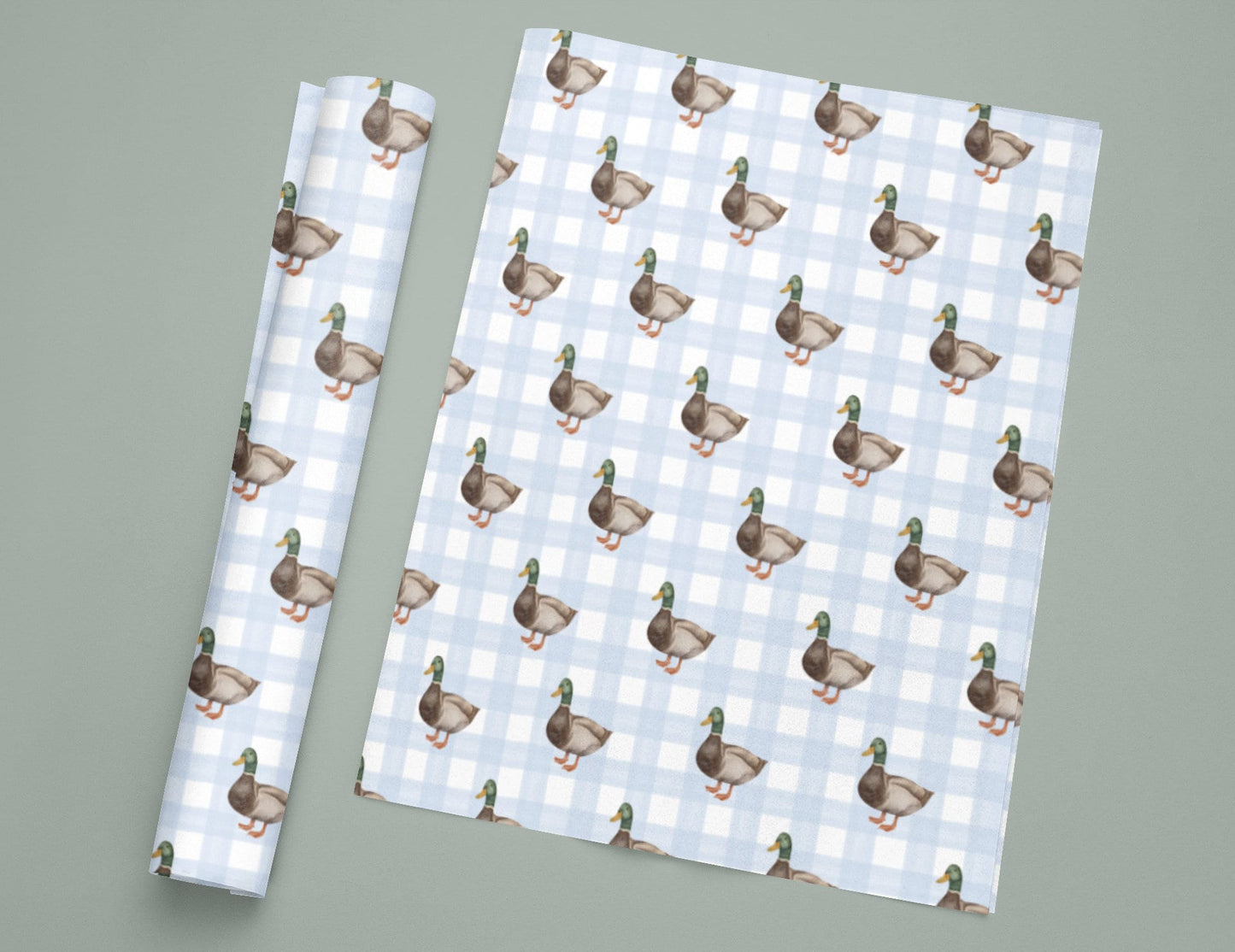 Duck Gingham Watercolor Wrapping Paper