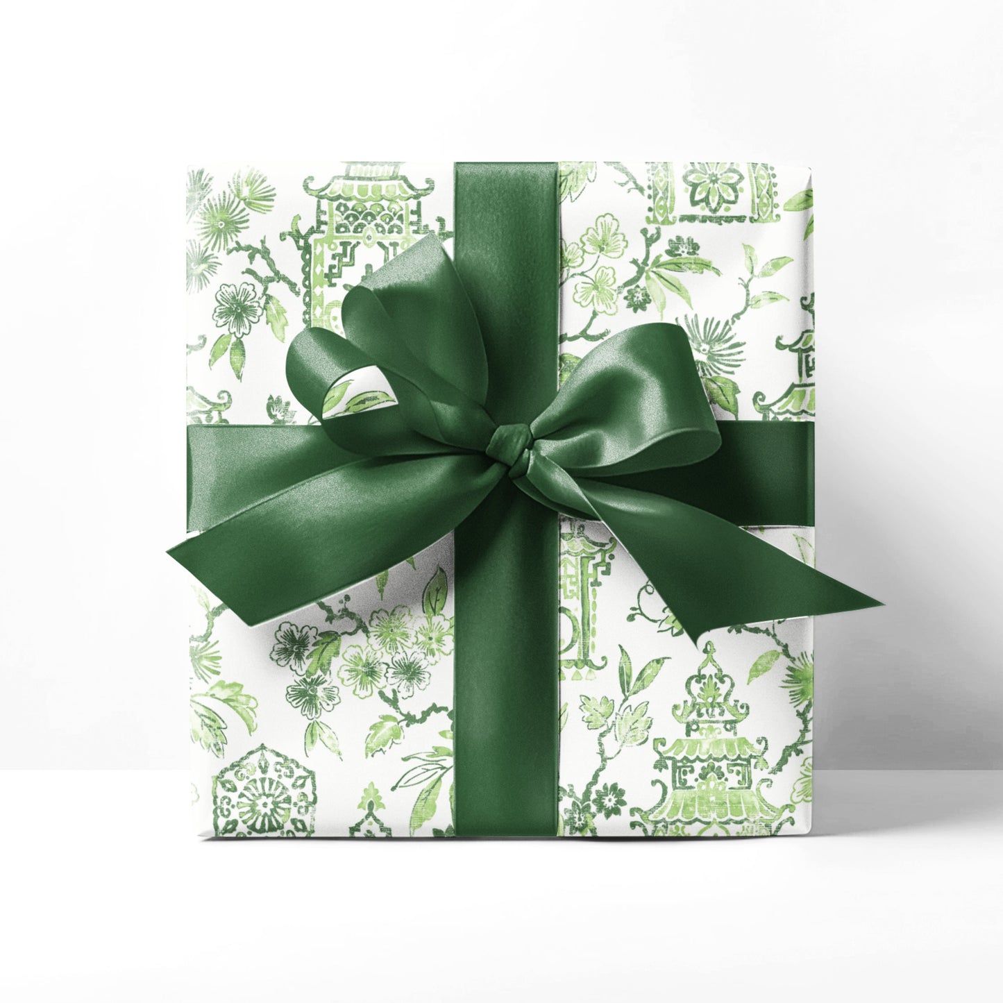 French Toile Green Wrapping Paper