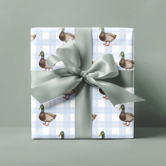 Duck Gingham Watercolor Wrapping Paper