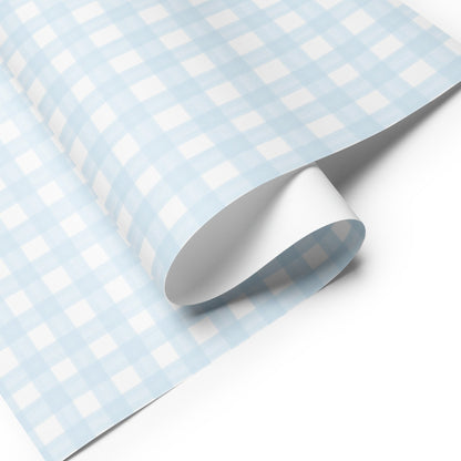 Gingham Gift Wrap in Blue