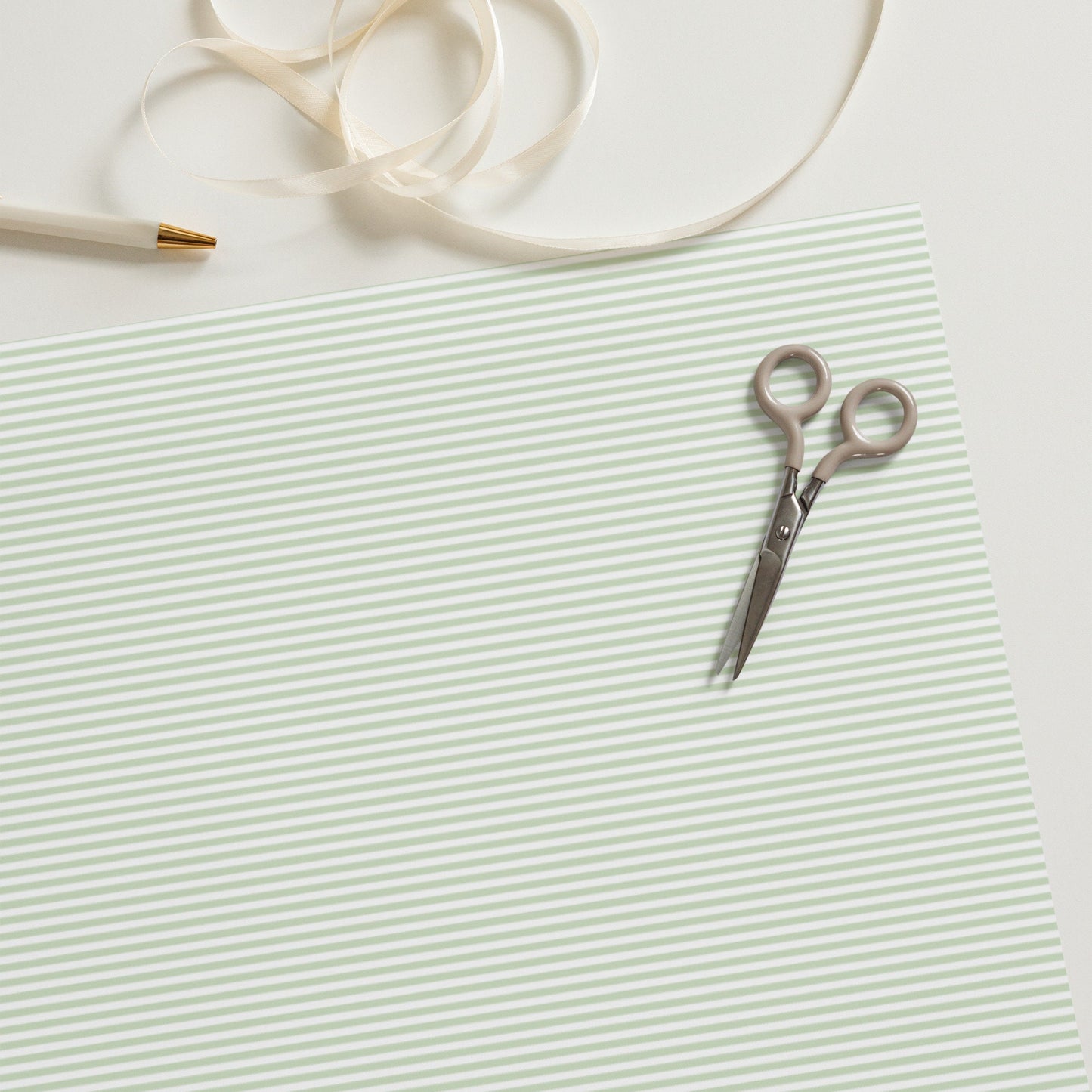 Pinstripe Wrapping Paper in Pastel Green