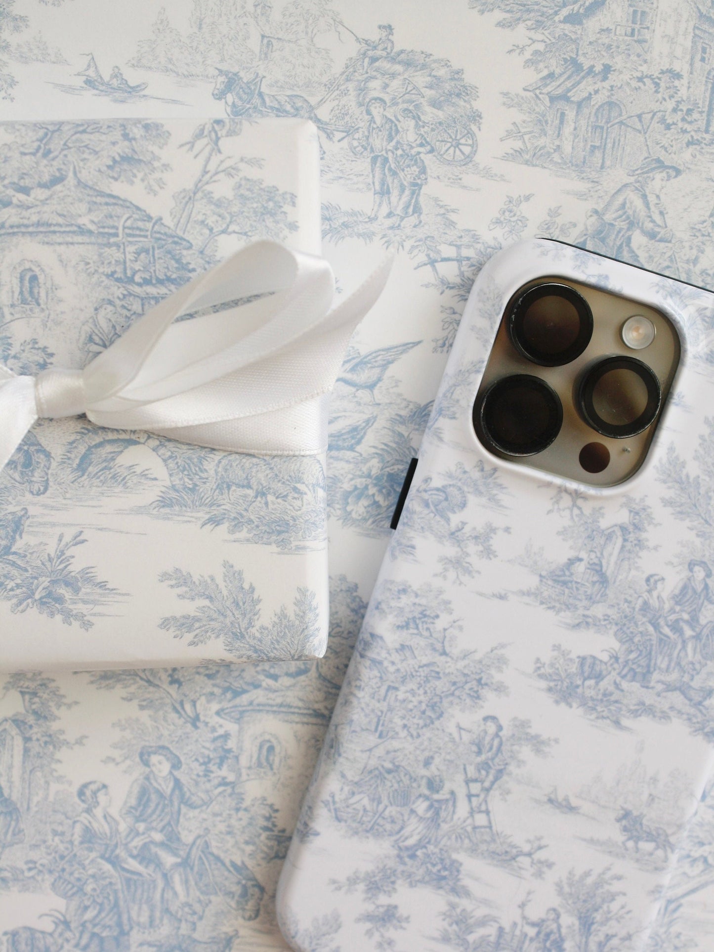 French Blue Toile Gift Wrap