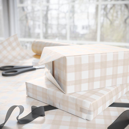 Gingham Wrapping Paper in Beige