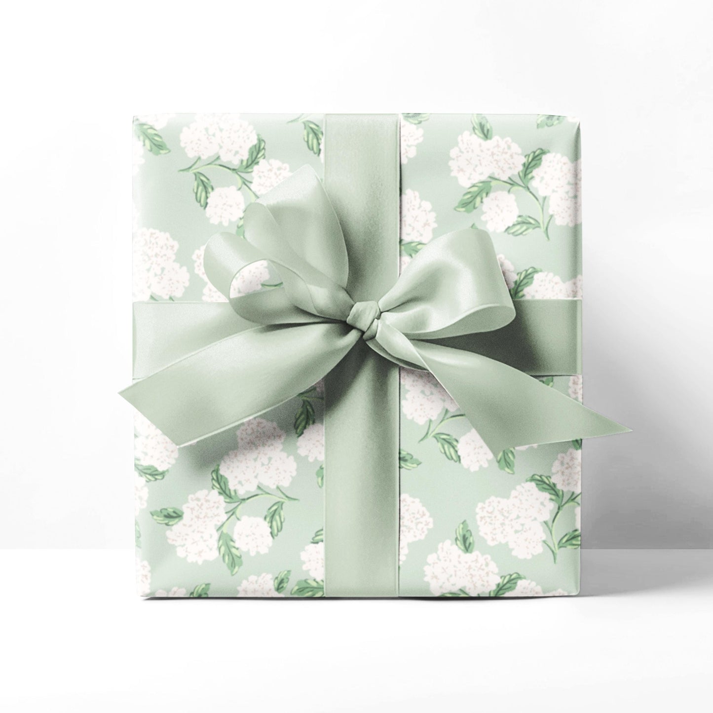 Hydrangeas Gift Wrap in Green