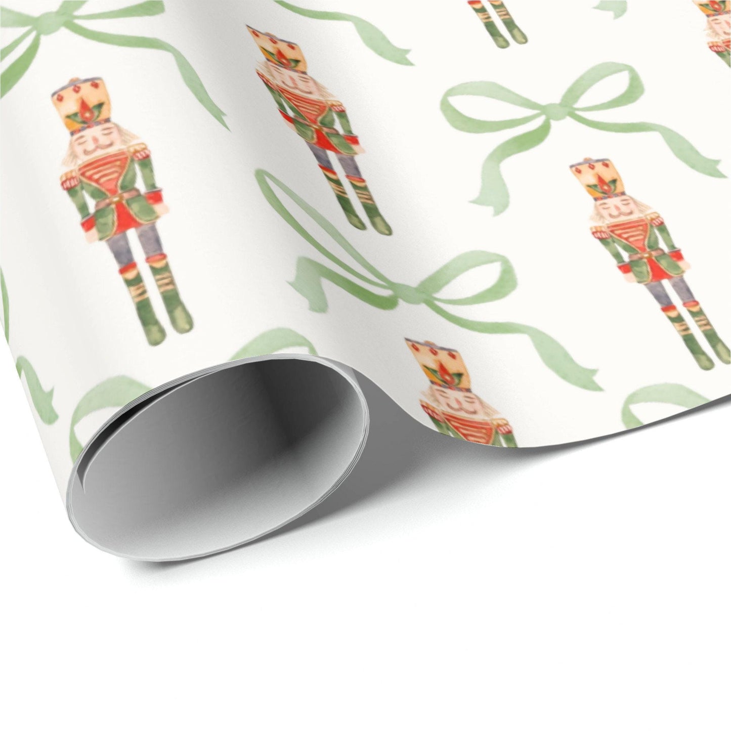 Nutcracker Trellis and Green Bows Wrapping Paper